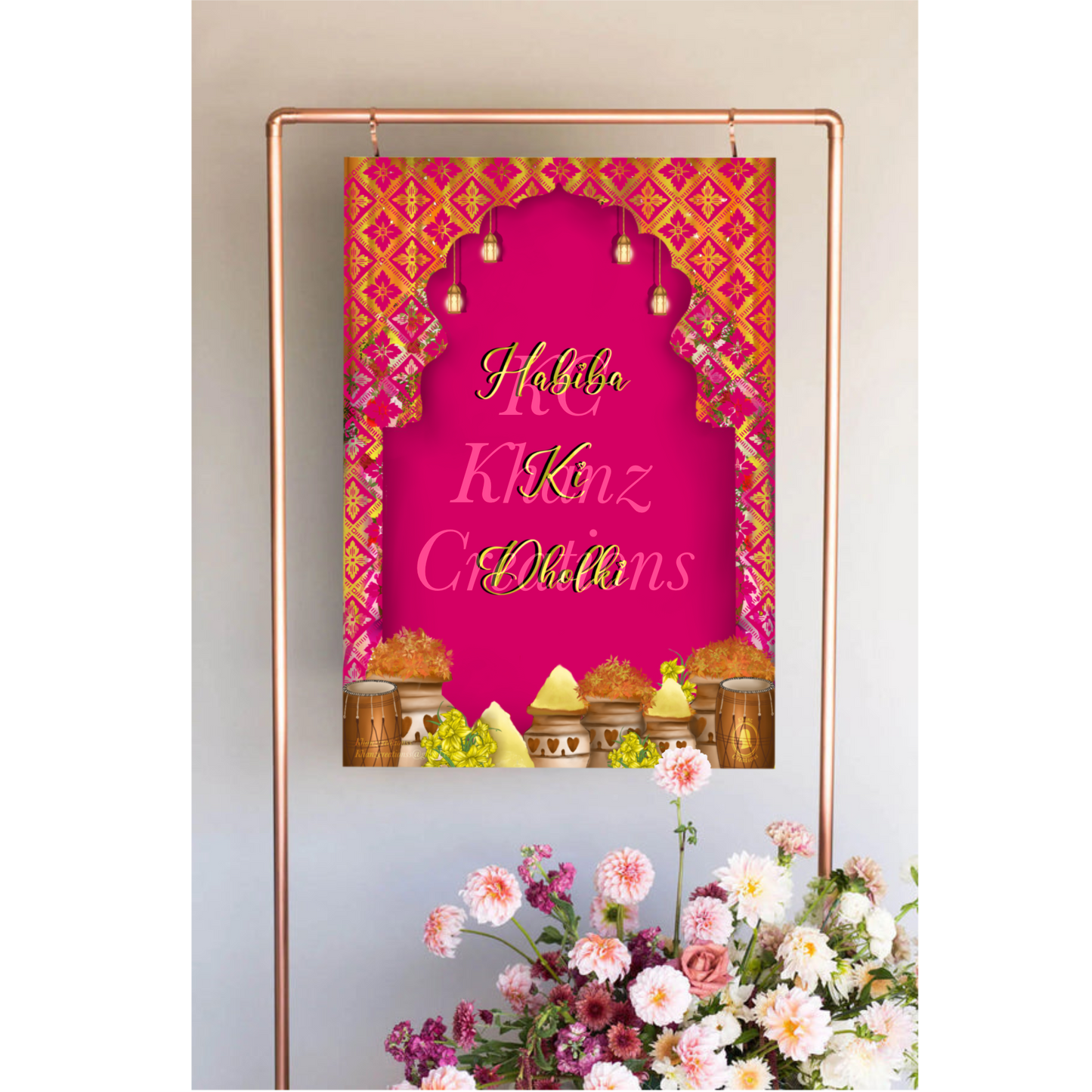 Pink & Yellow Mehndi board