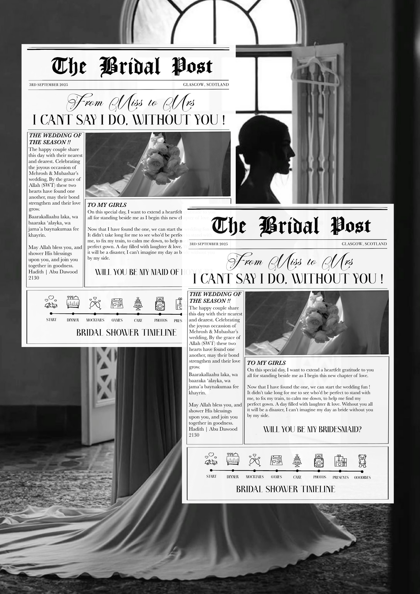 Bridal shower newspaper