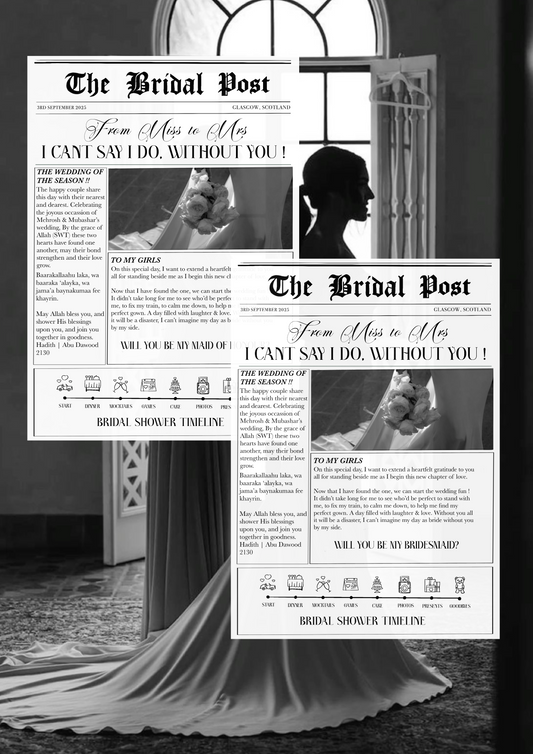 Bridal shower newspaper
