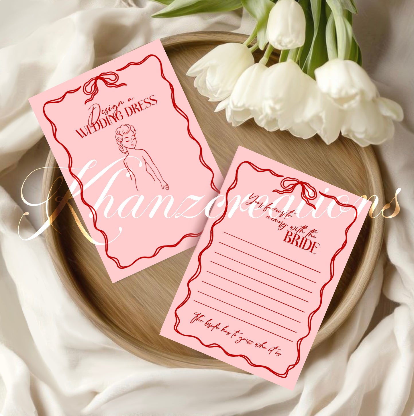 Bridal shower game cards bow theme