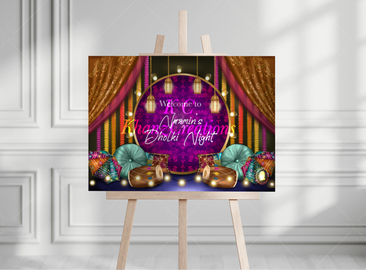 Aesthetic Mehndi Welcome Board