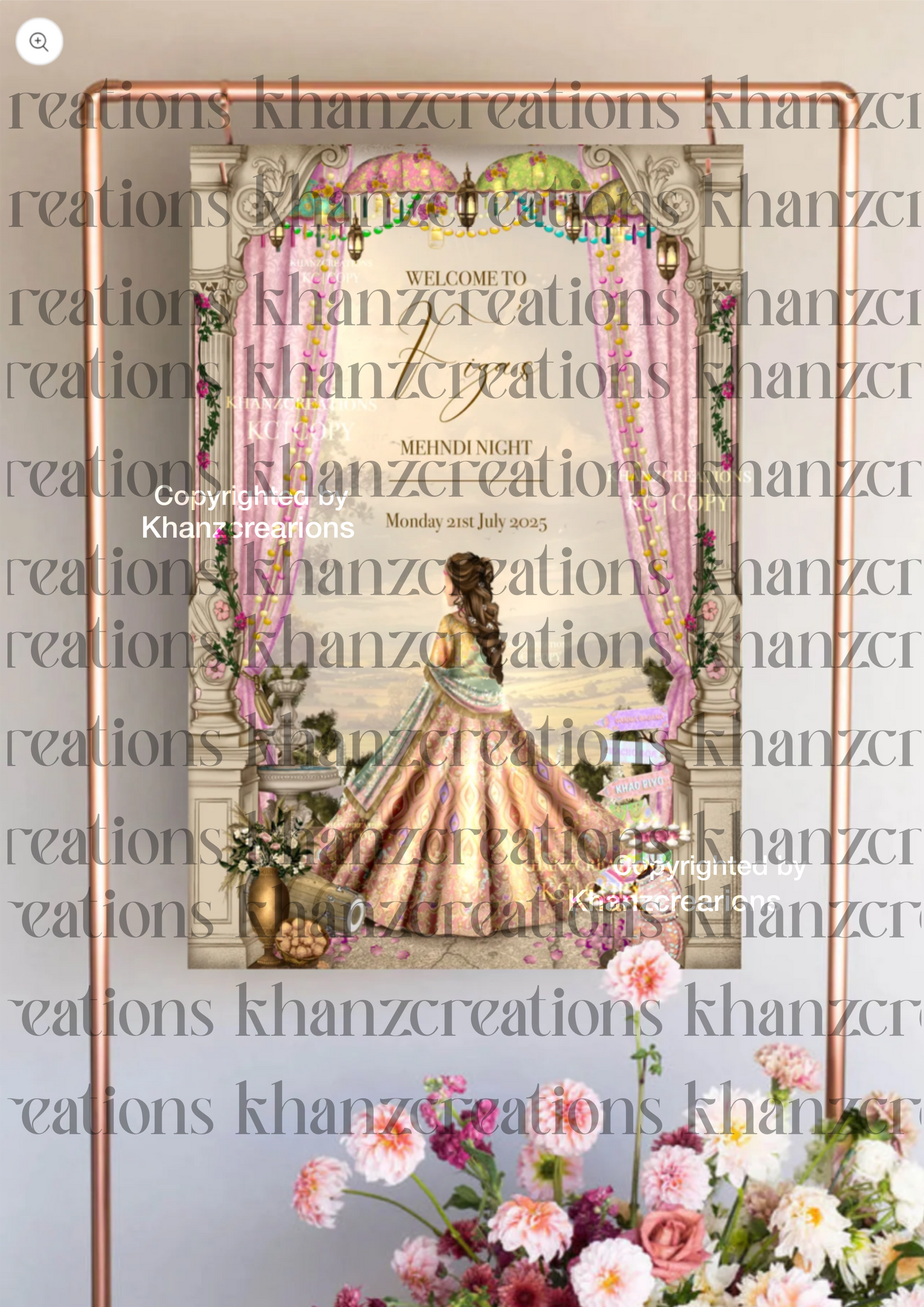 Pastel Bespoke Mehndi Welcome Board
