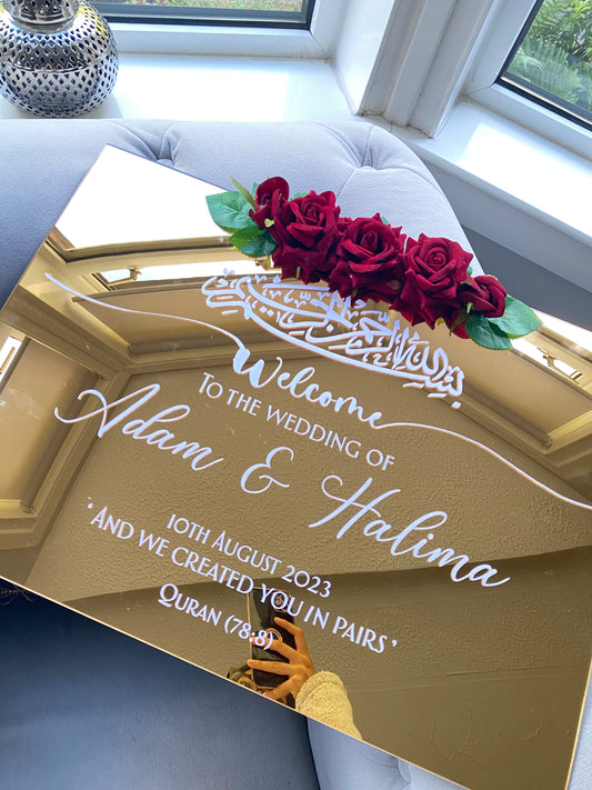 Gold acrylic mirror sign