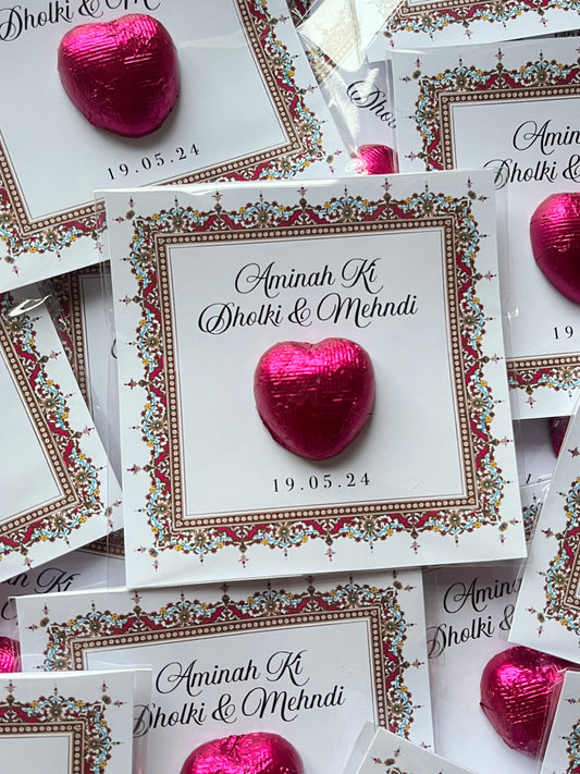 Mehndi choc heart favours