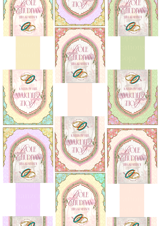Pastel Mughal bangle tags