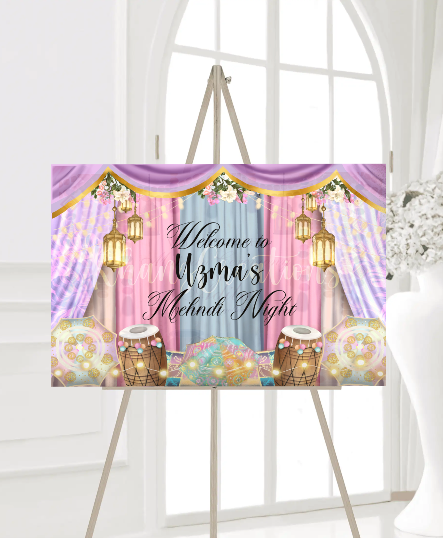 Pastel Mehndi Welcome Board