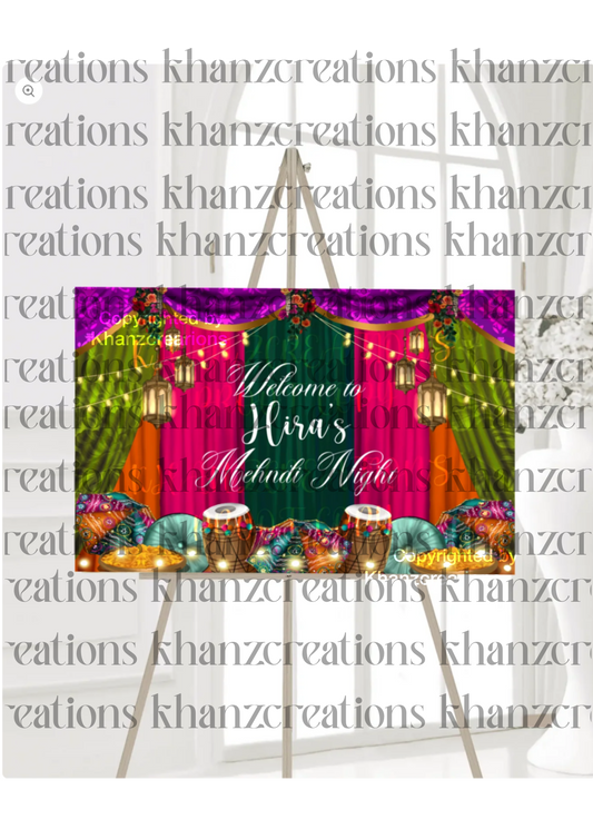 Vibrant Mehndi Welcome Board