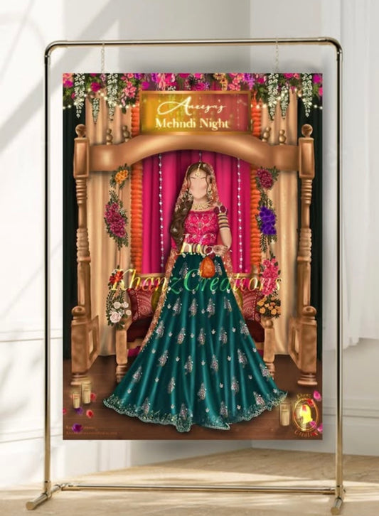 Bespoke mehndi welcome board