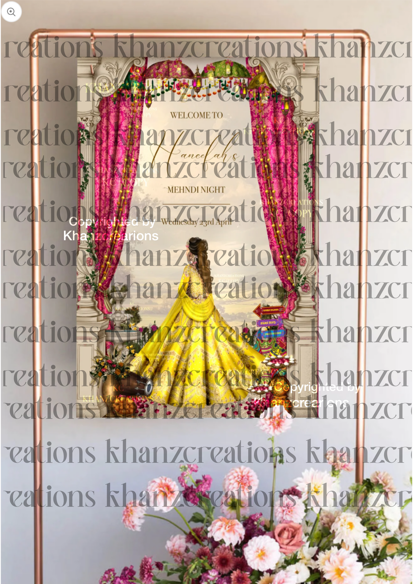 Bespoke Mehndi Welcome Board