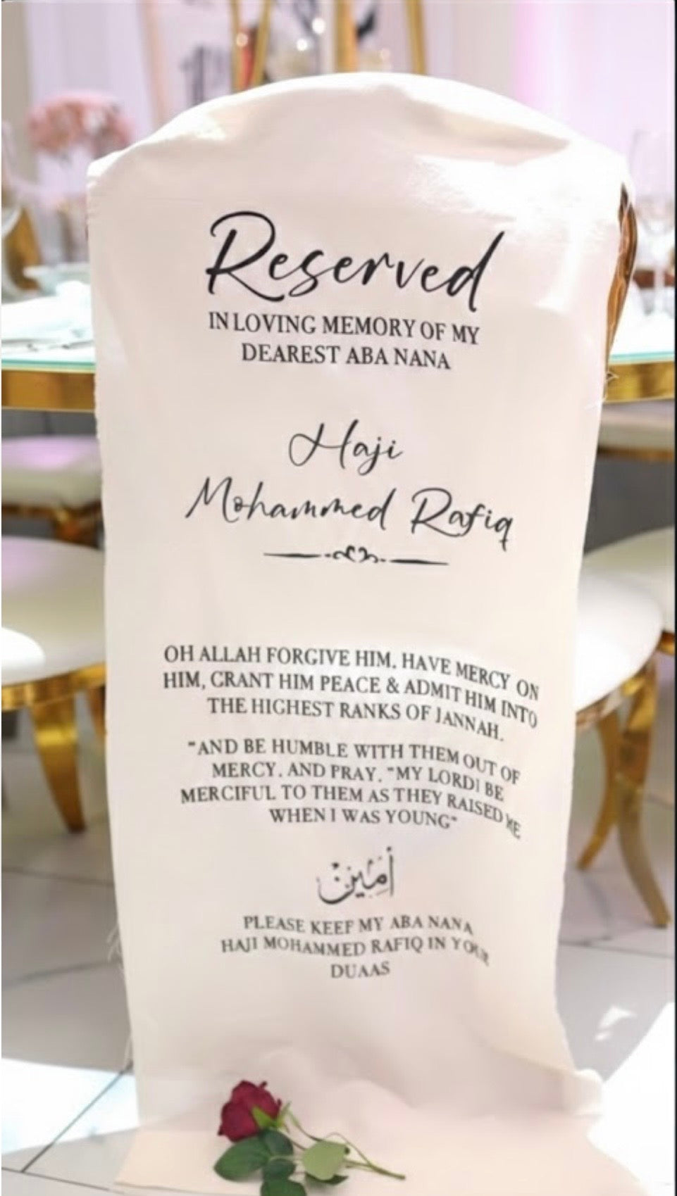 Reserved seating cloth