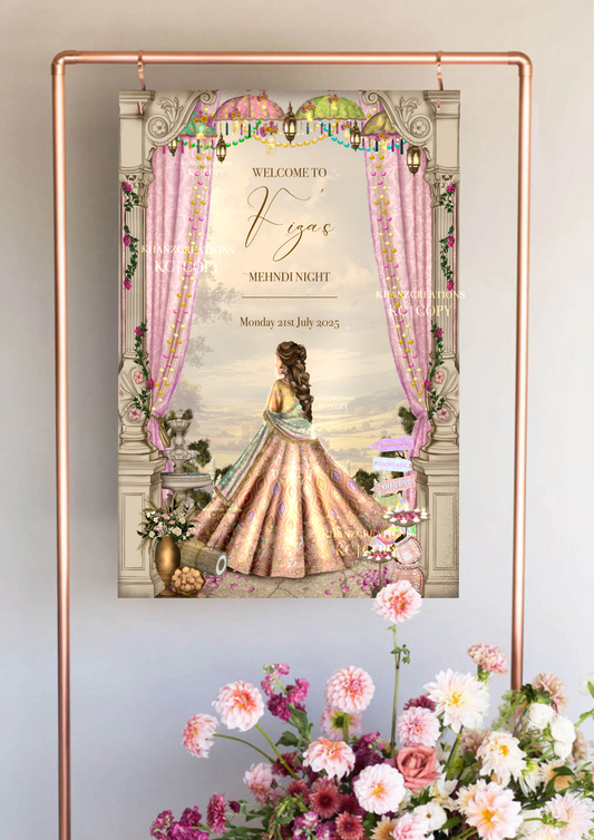 Pastel Bespoke Mehndi Welcome Board